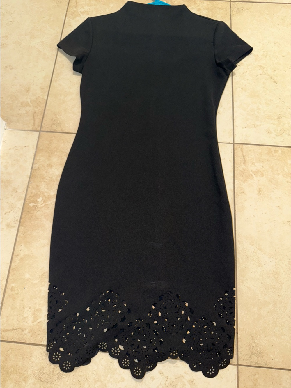 Black Dress with Lace Cutout Detail